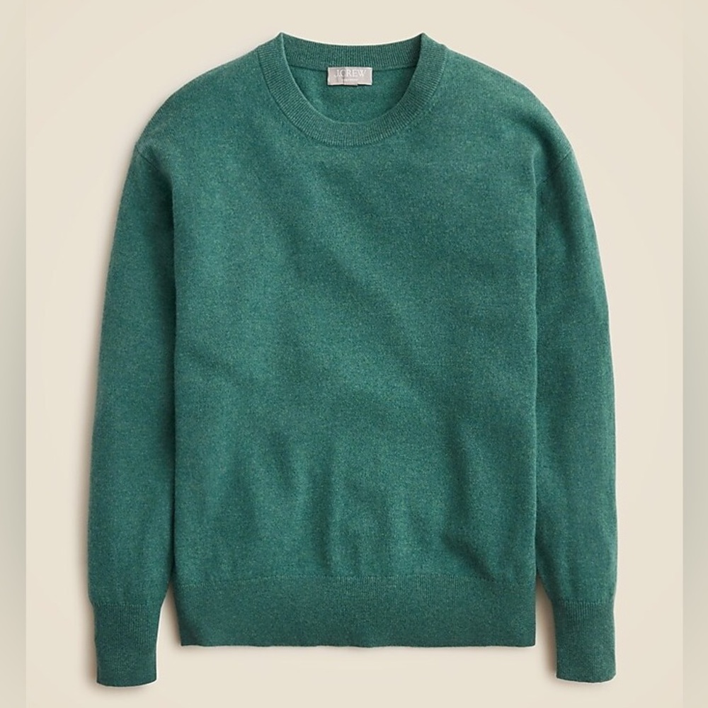 NWOT J. Crew Cashmere relaxed crewneck sweater Size S Deep Sea Multi Heather